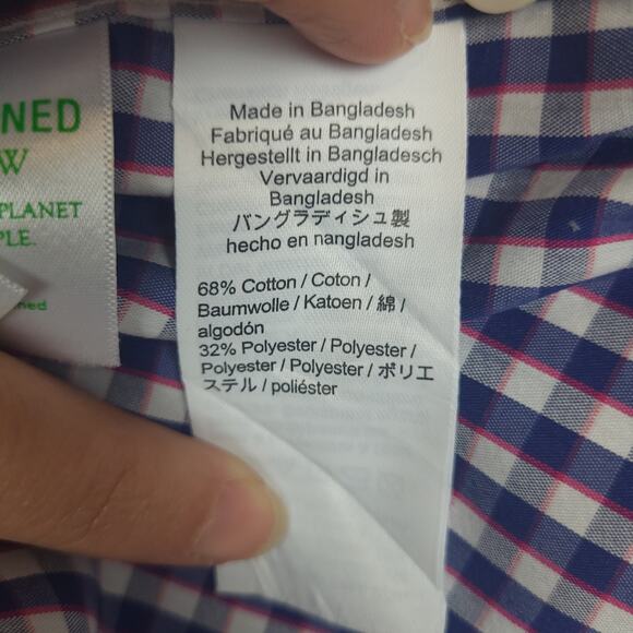 J Crew Men's Performance Button-Up Dress Shirt Long Sleeve Slim Fit Preppy Plaid - Picture 4 of 8